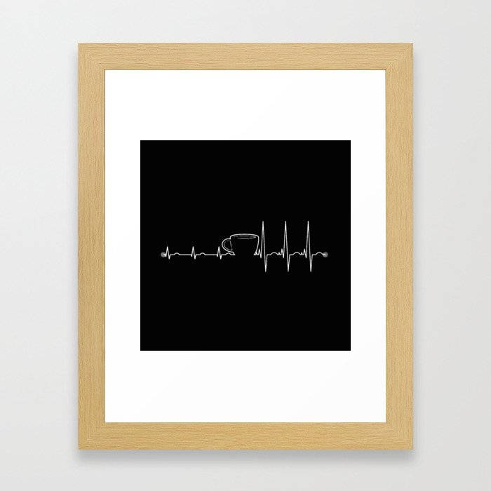 Coffee cardiac in black Framed Art Print