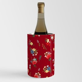 Summer flowers on red background Wine Chiller