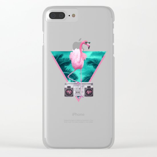 Miami Flamingo Clear iPhone Case
