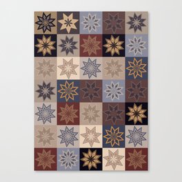 Rustic Patchwork Stars Pattern 3 Warm Tint Canvas Print