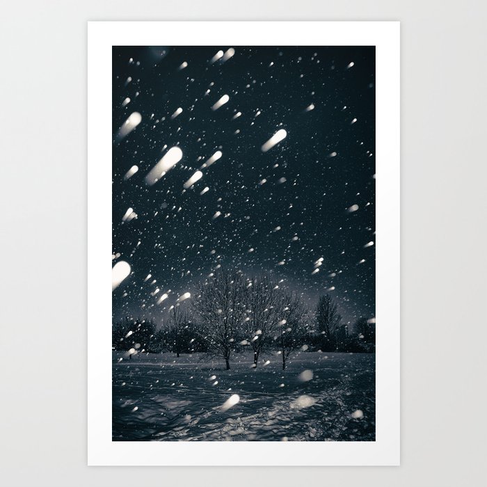 snow flurry at night Art Print