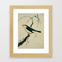 A singing bird - vintage Japanese prints Framed Art Print