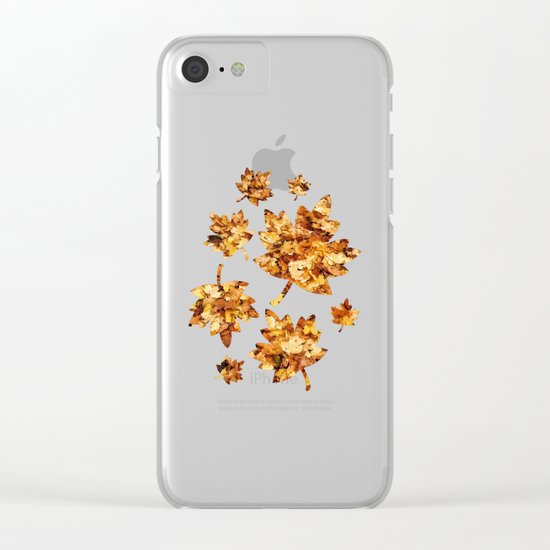 Gold yellow fall maple leaves Clear iPhone Case