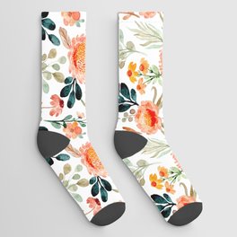Orange Watercolor flowers Socks