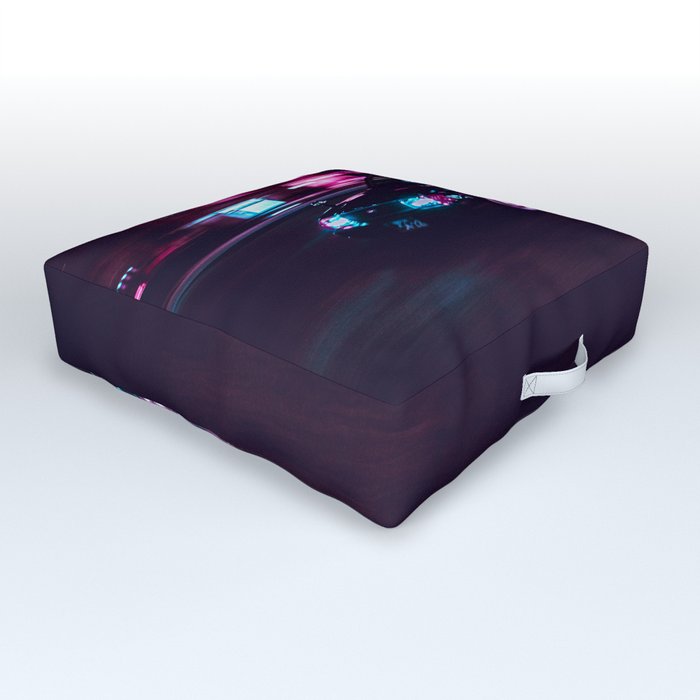 Japanese Taxi Long Exposure| Neon Cyberpunk Aesthetic Outdoor Floor Cushion