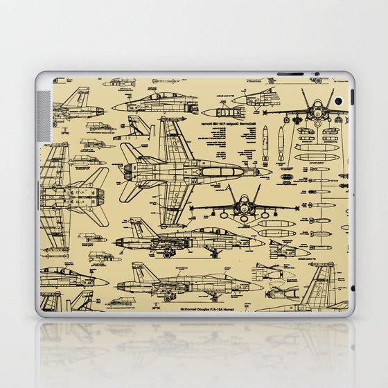 F-18 Blueprints // Tan Laptop & iPad Skin