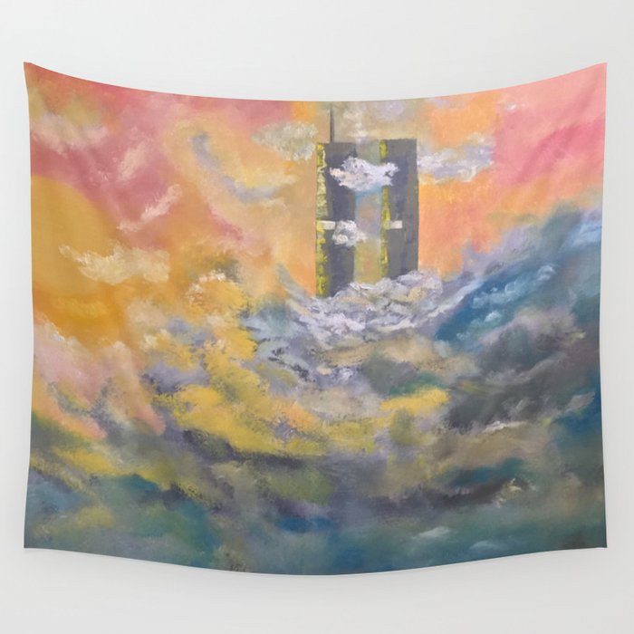 Twin Towers Rebuilt In Heaven Wall Tapestry By Melpomenithymuse