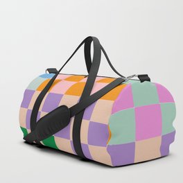 Checkerboard Collage Duffle Bag | Retro, Whimsical, Pattern, Happy, Checkerboard, Vibrant, Check, Checkered, Bright, Colorful 