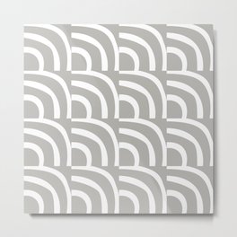 Mid Century Modern Abstract Band Pattern 326 Gray Metal Print