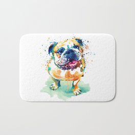 Watercolor Bulldog Badematte