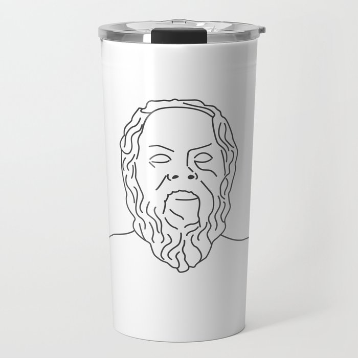Bust of Socrates the Greek philosopher from Athens city one of the founders of Western philosophy	 Travel Mug