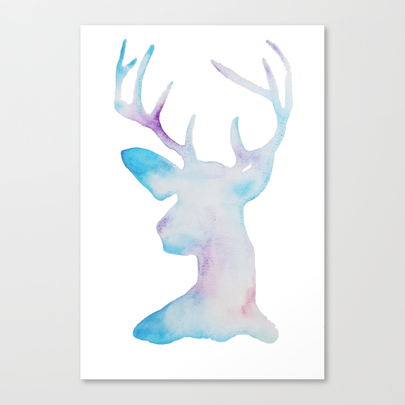 Watercolor Deer Silhouette Canvas Print By Tachapope Society6