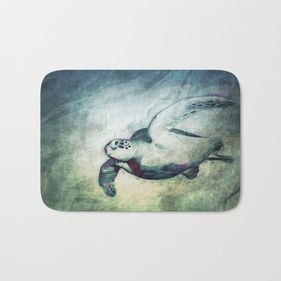 Flying Green Sea Turtle Bath Mat
