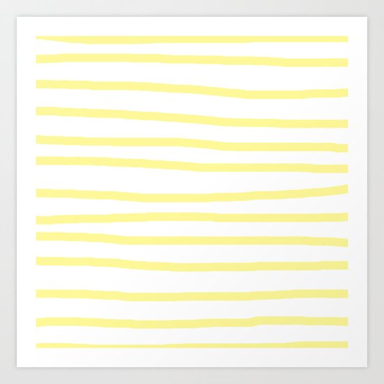 Simply Drawn Stripes in Pastel Yellow Art Print