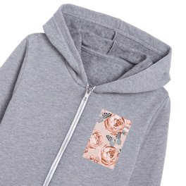Butterfly and Pink Rose Watercolor Trendy Collection Kids Zip Hoodie