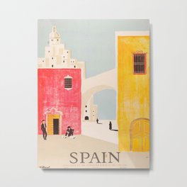 Spain Vintage Travel Poster Mid Century Minimalist Art Metal Print