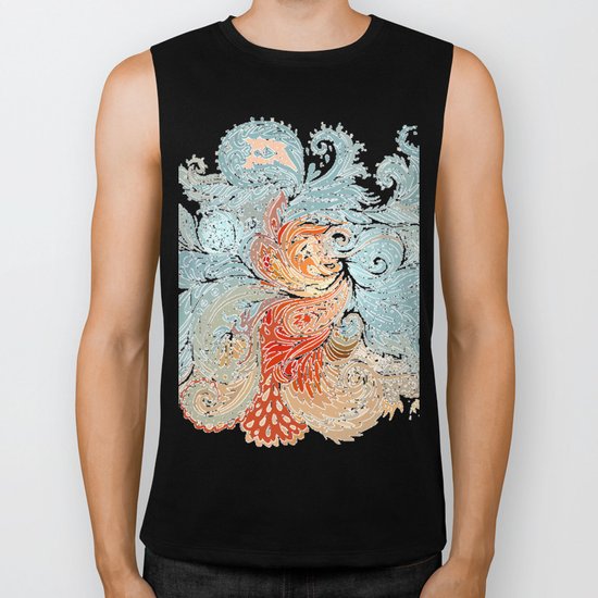 Light Blue Floral Indian Pattern Biker Tank