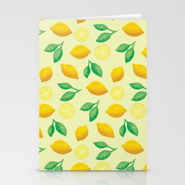 Hand Drawn Lemon Pattern Stationery Cards