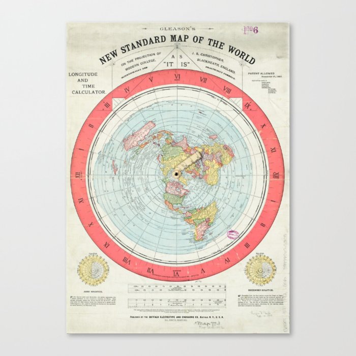 Alex Gleason's New Standard Map Of The World Flat Earth Canvas Print