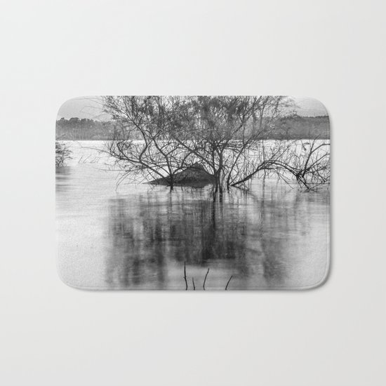 "Peace at the lake". Dream sunset. Monochrome Bath Mat