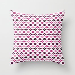 Geometric Flower Cross Stitch Appearance - Rose Pink On White Throw Pillow
