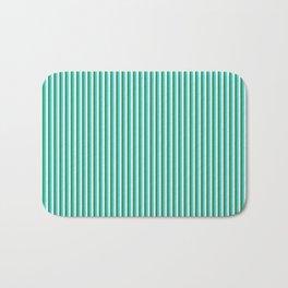 [ Thumbnail: Sea Green, Turquoise, and Light Cyan Colored Stripes Pattern Bath Mat ]