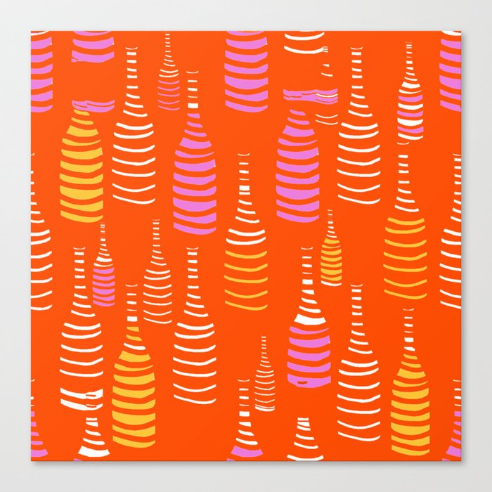Retro Bottles Orange Pink Yellow Juicy Colors Summer Mood #decor #society6 #buyart Canvas Print
