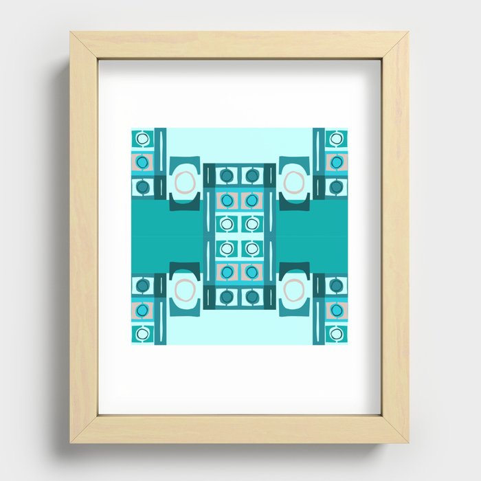 Mid-century squares and circles Recessed Framed Print