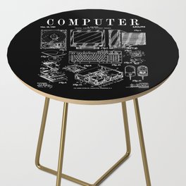 Computer Gamer Geek Vintage IT PC Hardware Patent Print Side Table