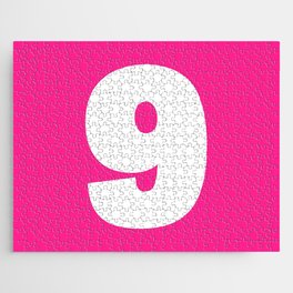 9 (White & Dark Pink Number) Jigsaw Puzzle
