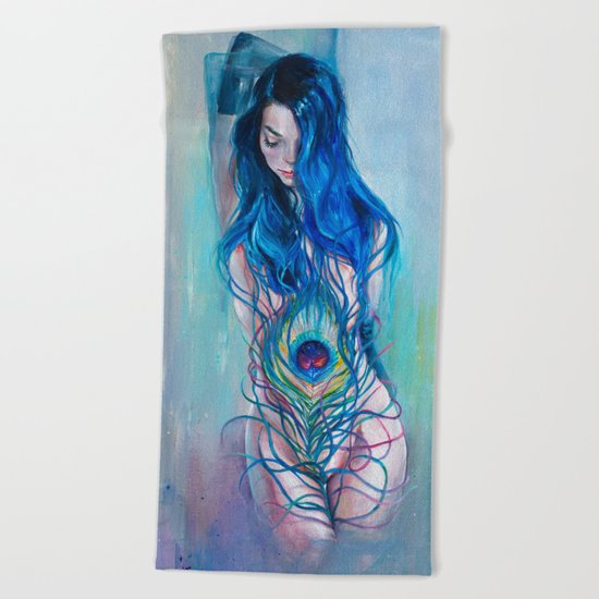 Peafowl Flow Beach Towel