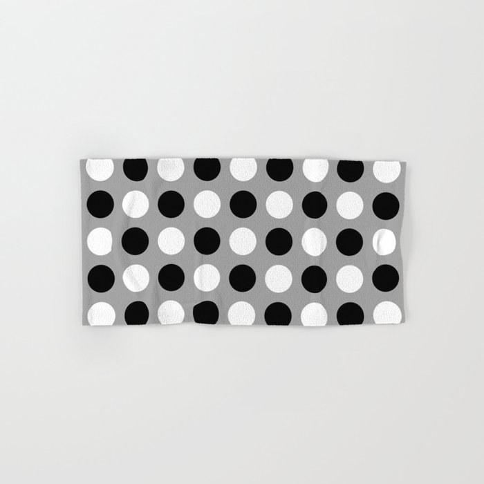 Mid Century Modern Polka Dots 922 Black White and Gray Hand & Bath Towel