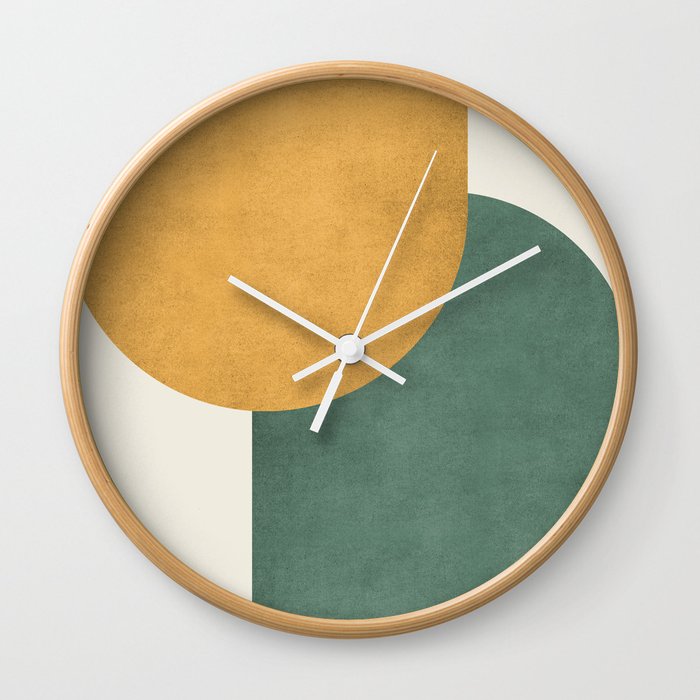 Halfmoon Colorblock 2 - Gold Green  Wall Clock
