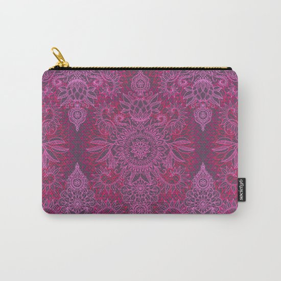 Magenta, Pink & Coral Protea Doodle Pattern Carry-All Pouch