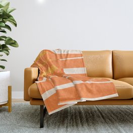 Seeker - Orange Colourful Minimalistic Retro Art Pattern Design Throw Blanket