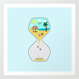 Summer time Art Print | Wind, Coconut, Tree, Sand, Curated, Pun, Time, Sky, Holiday, Cute 