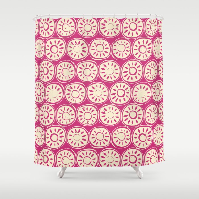 flower block ivory pink Shower Curtain