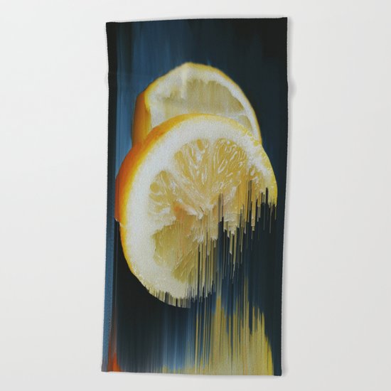 Lemony Good Glitch Beach Towel