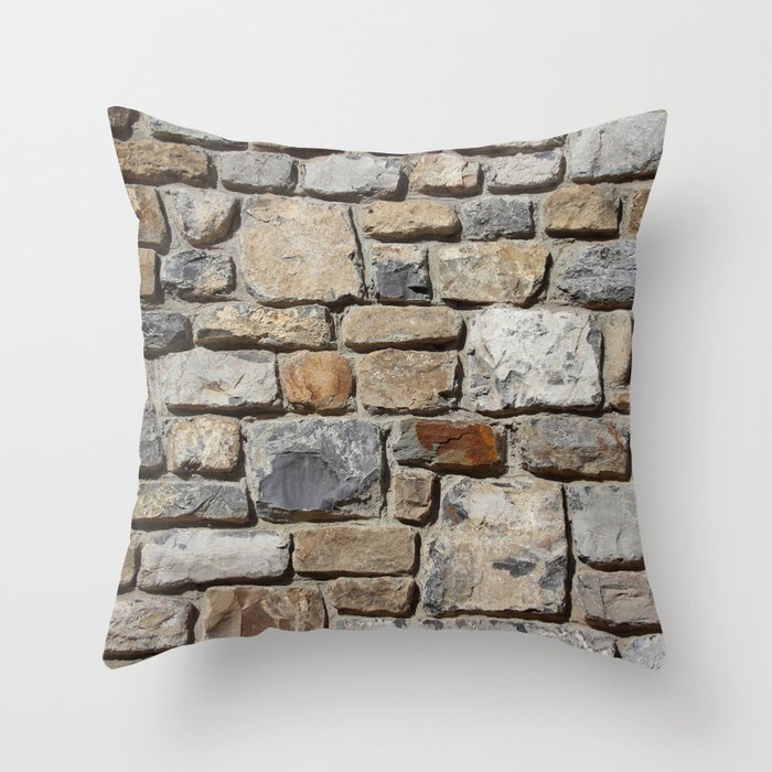 facade stones wall, brick wall pattern photos Throw Pillow