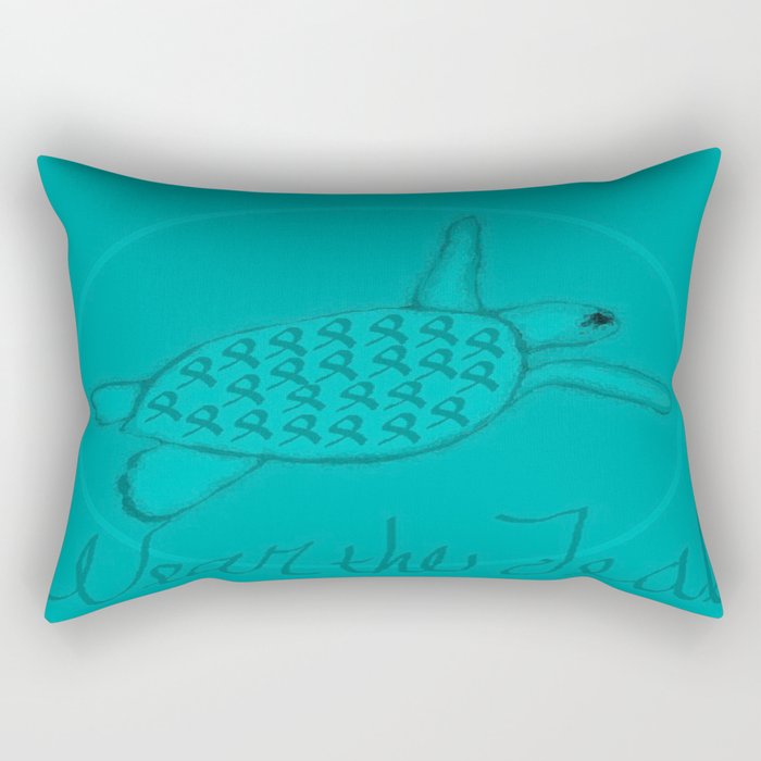 Wear the Teal Ovarian Cancer Awareness Sea Turtle Rectangular Pillow
