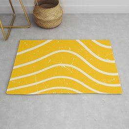 Abstract Retro Wavy lines pattern - Mikado Yellow and White Area & Throw Rug