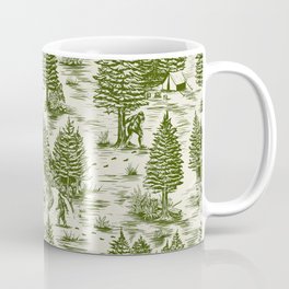 Bigfoot / Sasquatch Toile de Jouy in Forest Green Mug