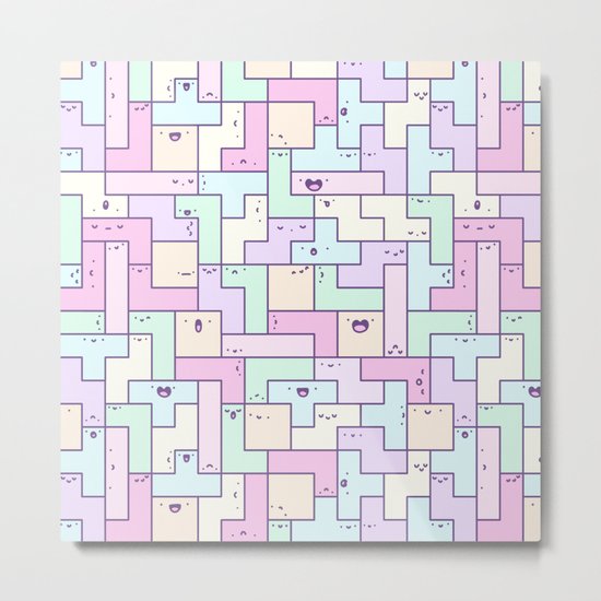 Kawaii Tetris Metal Print