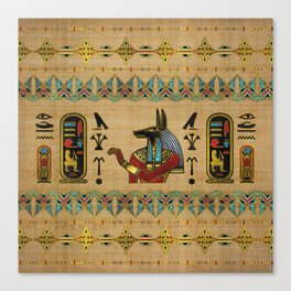 Egyptian Anubis Ornament on papyrus Canvas Print