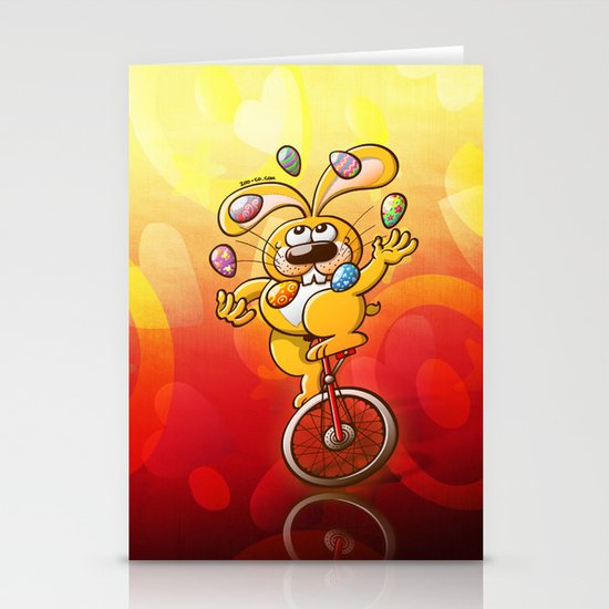 Bunny Juggling Easter Eggs Stationery Cards