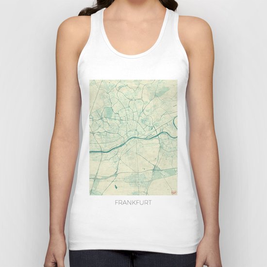Frankfurt Map Blue Vintage Unisex Tank Top