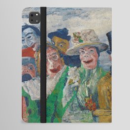 L'Intrigue; the masquerade ball party goers grotesque art portrait painting by James Ensor iPad Folio Case