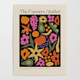 Larchmont Village Farmers Market Poster | Boho, Veggies, Matisse, Losangeles, Larchmontvillage, Food, 60S, Groovy, Fruit, 70S 