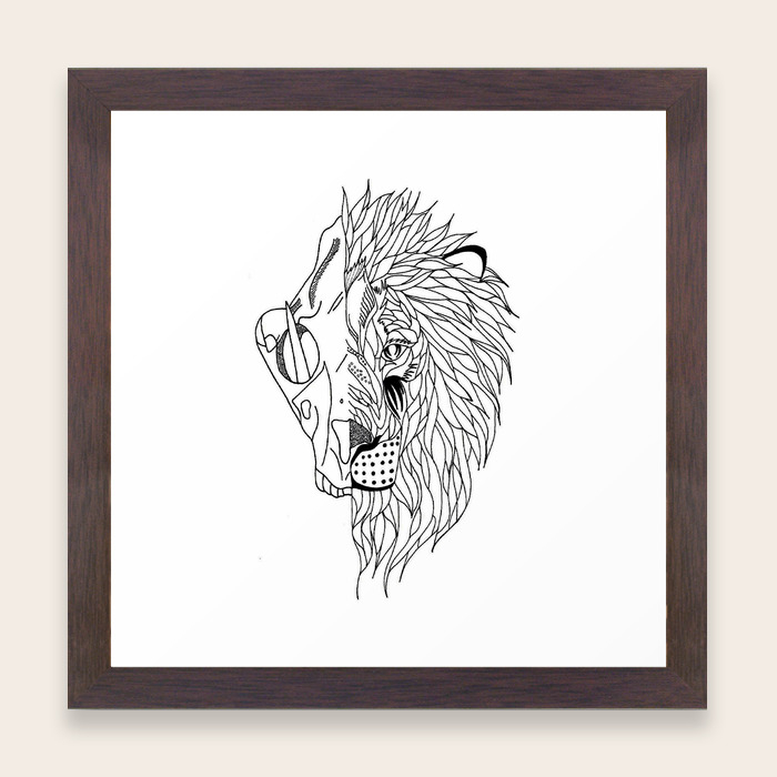 Half Lion Skull Half Lion Face Framed Art Print By Smurfmonster Society6