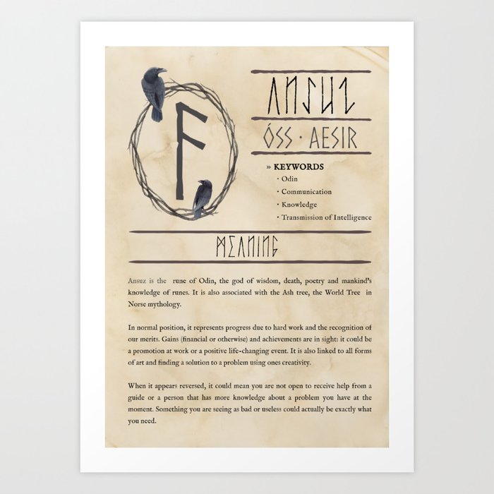 Ansuz Rune Meaning Book Of Shadows Page Elder Futhark Art Print By Time Nomads Society6 Ansuz Rune Meaning Book Of Shadows Page Elder Futhark Art Print By Time Nomads Society6
